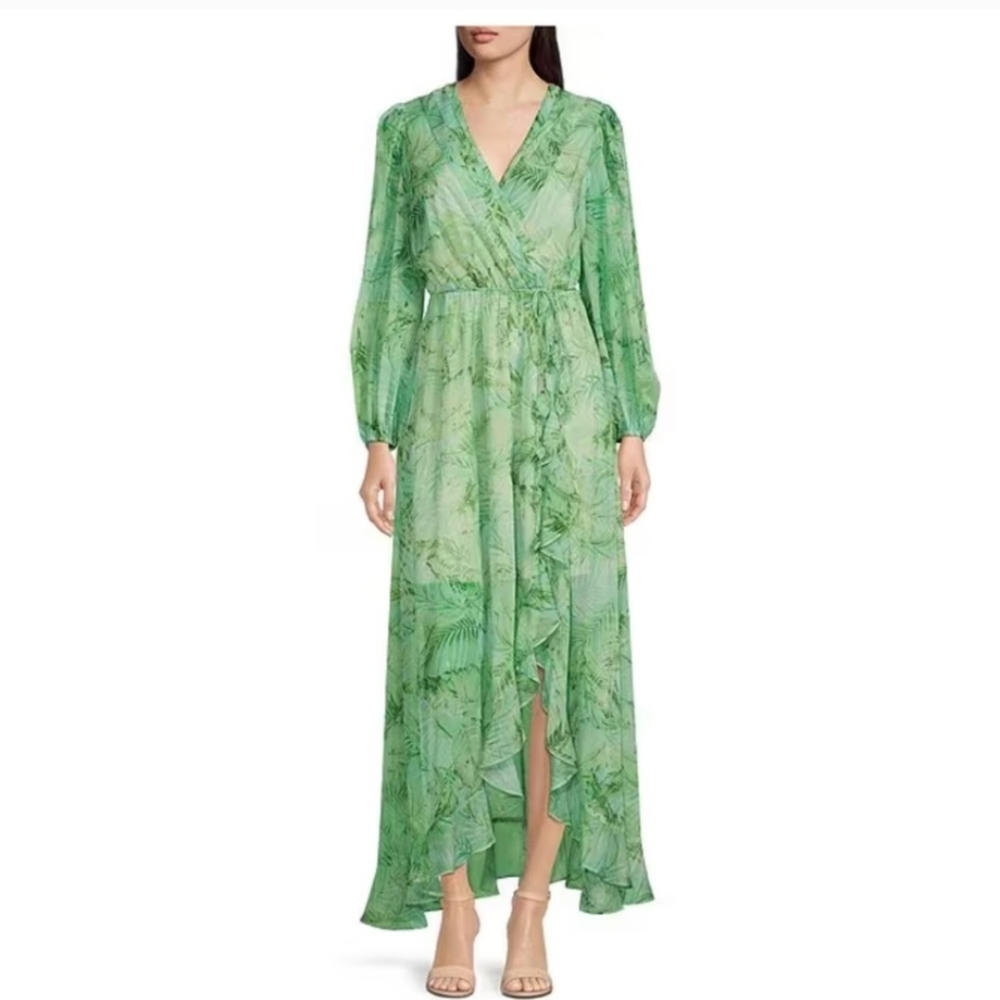 Alex Marie Palm Print Chiffon Maxi Dress 🌴 NWT